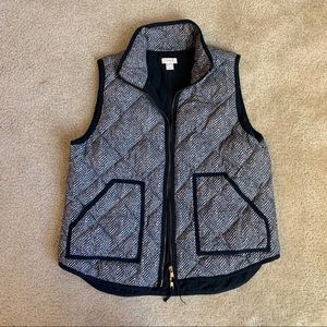 J Crew Black and white Zebra Puffer Vest